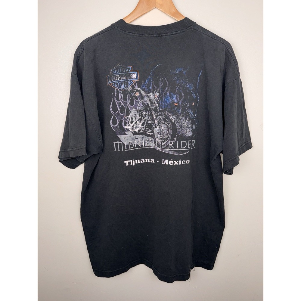 Vintage 90s Harley Davidson T Shirt Midnight Rider Tijuana Mexico Mens XL